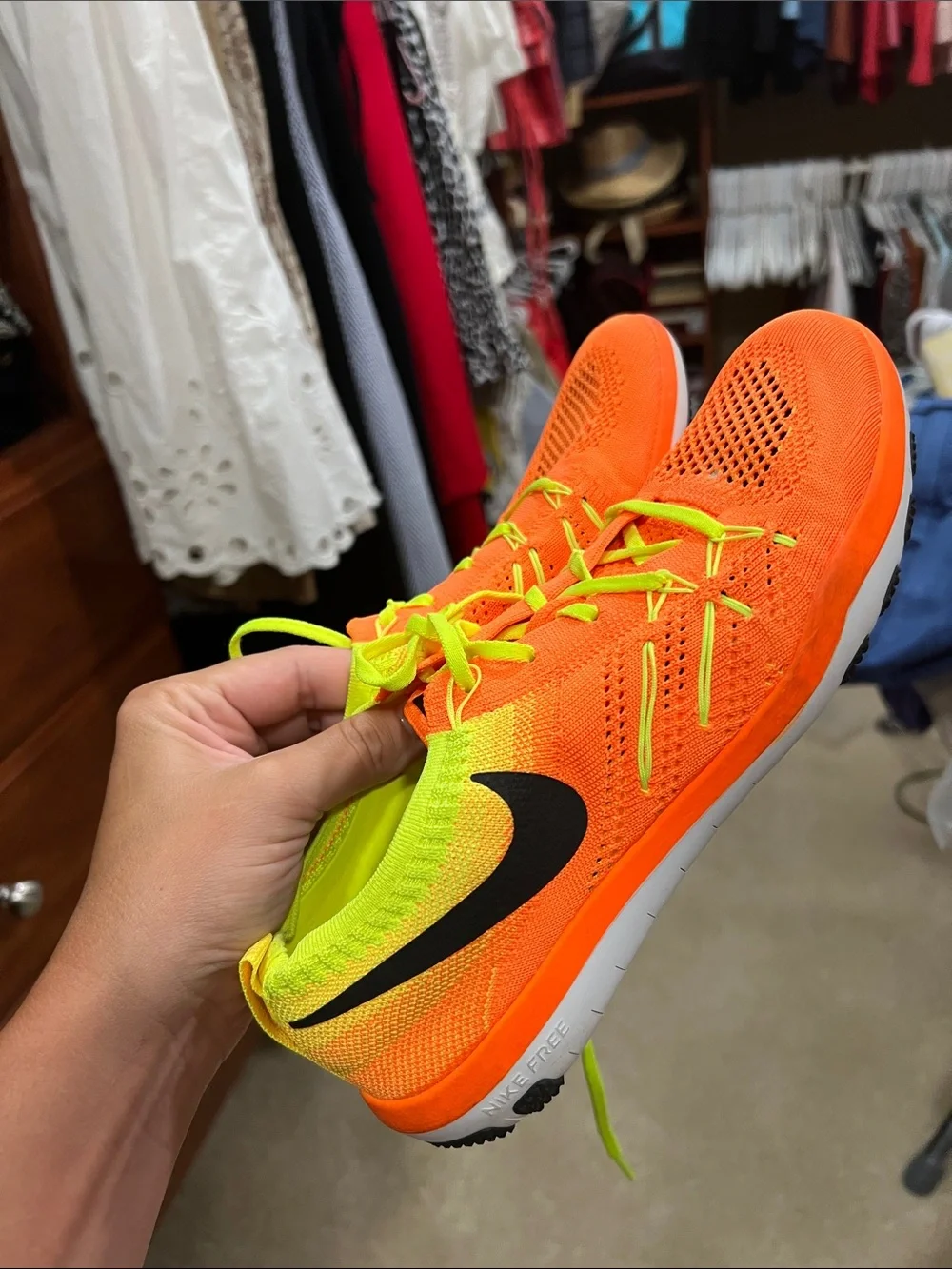 Nike woman’s Flyknit Training Shoes - Orange/Neon
